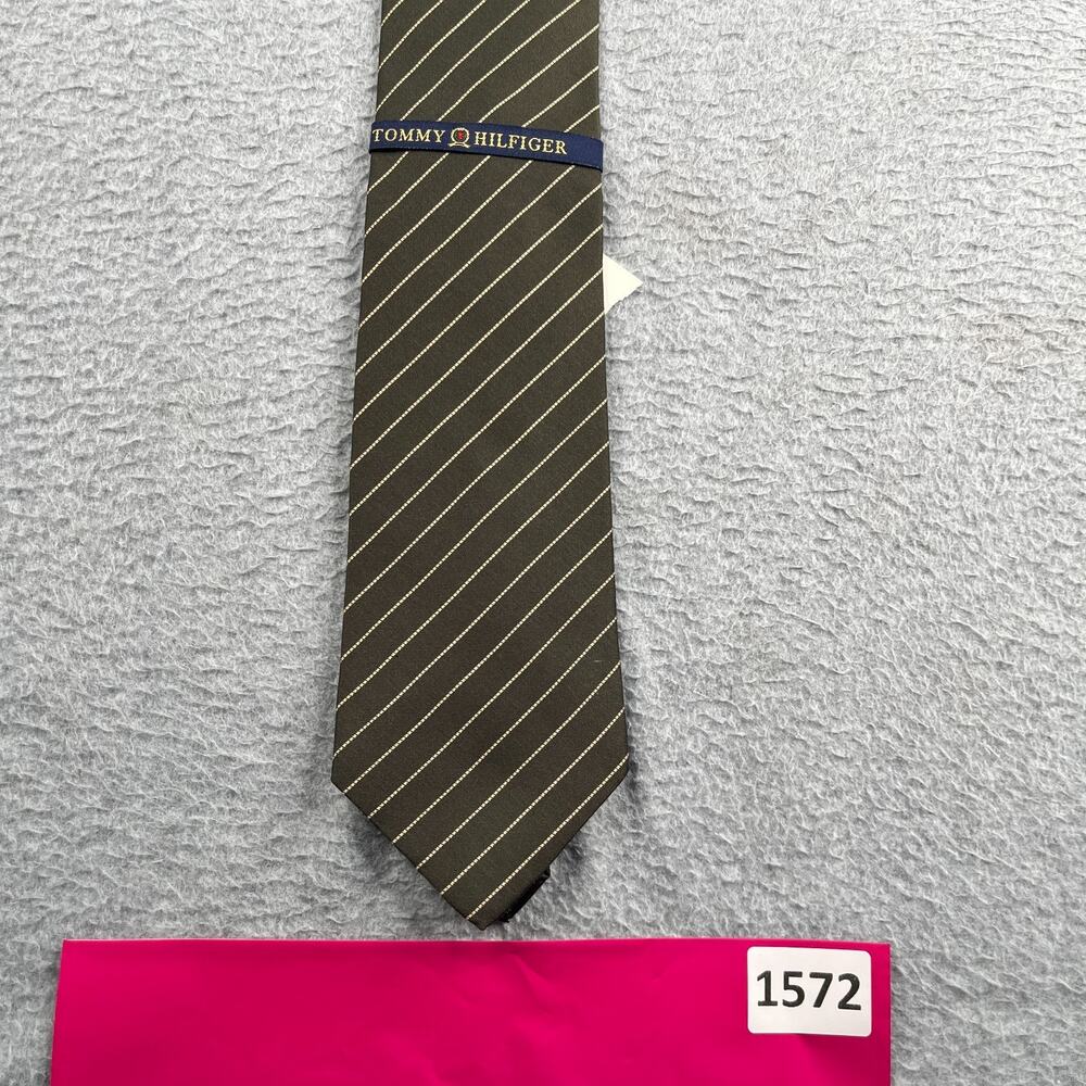 Tommy Hilfiger Melange Classic Necktie Silk Green Striped New NWT Tie NEW